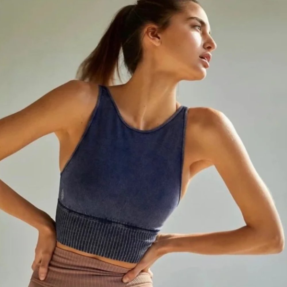 FREE PEOPLE Good Karma High-Neck Crop m/l - deepest navy